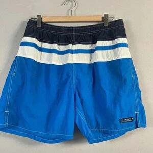 Hobie Swim Trunks Mens Size L Blue White Drawstring‎ Lined Board Shorts 90's